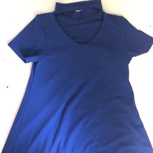 Blue Neck Cut Dress